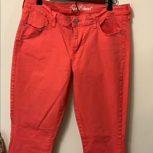 Coral ankle cropped jeans